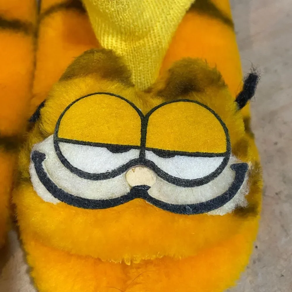 Vintage Garfield Plush House Shoes Slippers 1980s Youth Size 2-3 Cartoon Cat